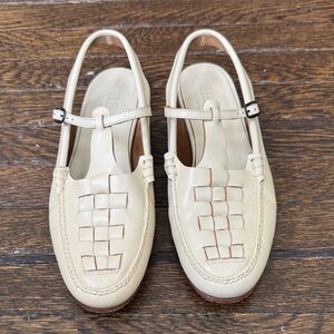 Hereu Roqueta Slingback T Strap Cream Loafer